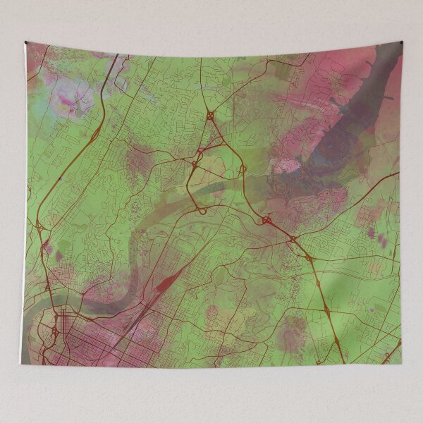 Item preview, Chattanooga Tennessee Street Map Art Watercolor Green Planet designed and sold by IvonDesign.