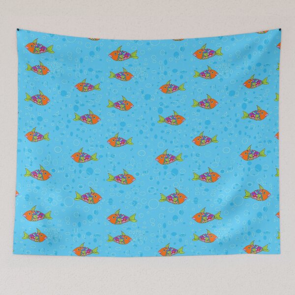 Item preview, Under the ocean view with one cute little colorful fish with water and bubbles pattern designed and sold by Sujitmone.
