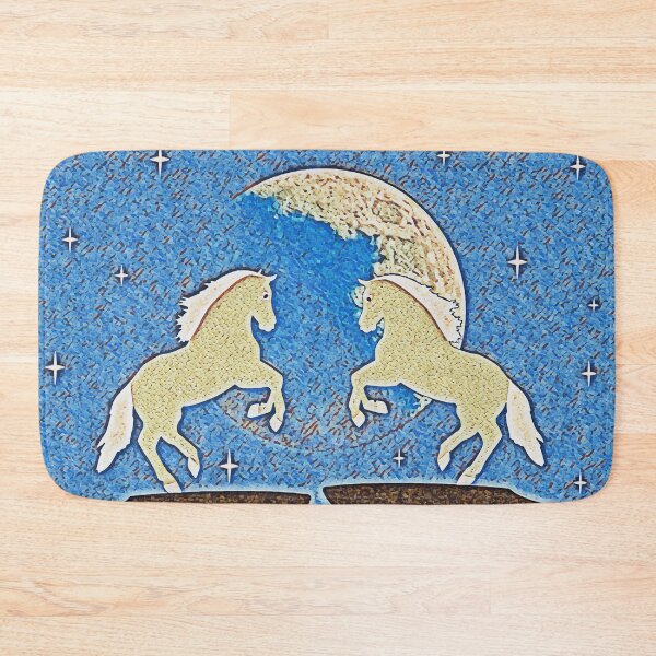 Item preview, A pair of horses against the background of the full moon designed and sold by helenkaiy.