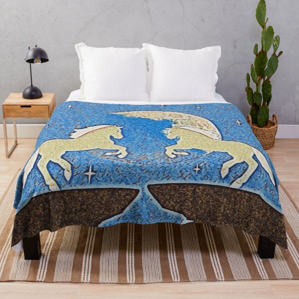 Item preview, A pair of horses against the background of the full moon designed and sold by helenkaiy.