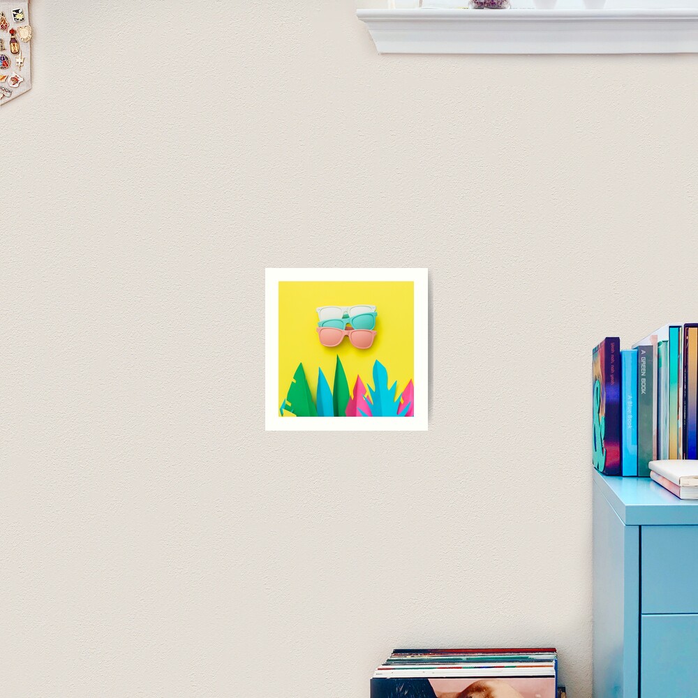 Summer season of sunglasses and palms Art Print