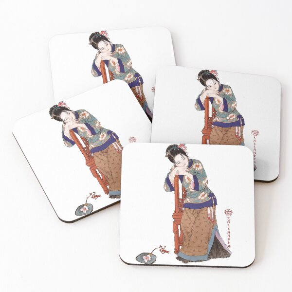 Item preview, China Art Print - Portrait of young Chinese girl dreaming on chair designed and sold by Kallandra.