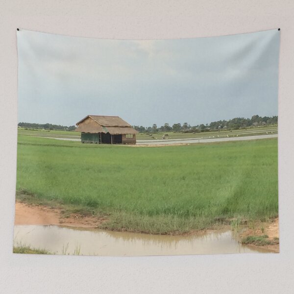 Item preview, Wooden hut on field designed and sold by Linnys-Designs.
