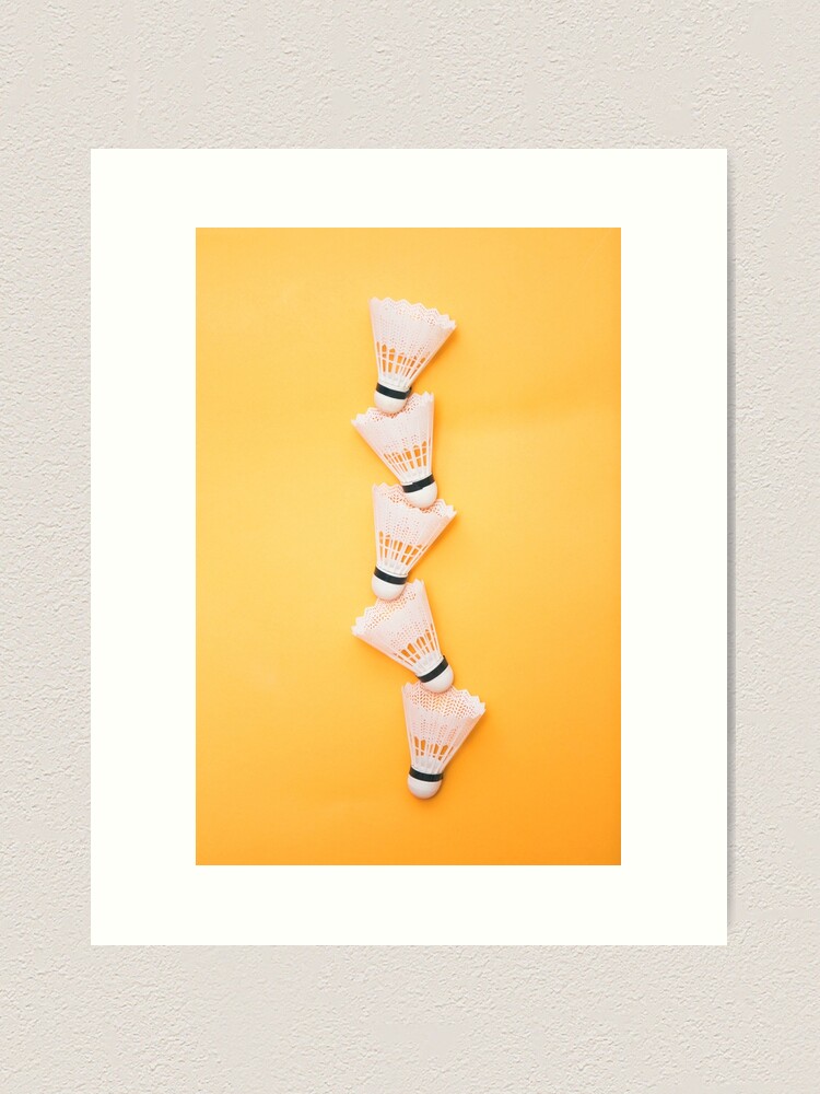 Alternate view of Shuttlecocks on yellow background Art Print
