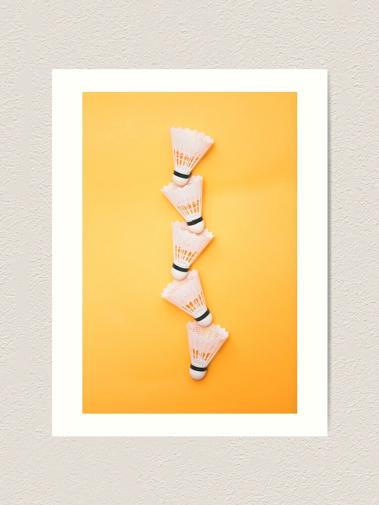 Alternate view of Shuttlecocks on yellow background Art Print