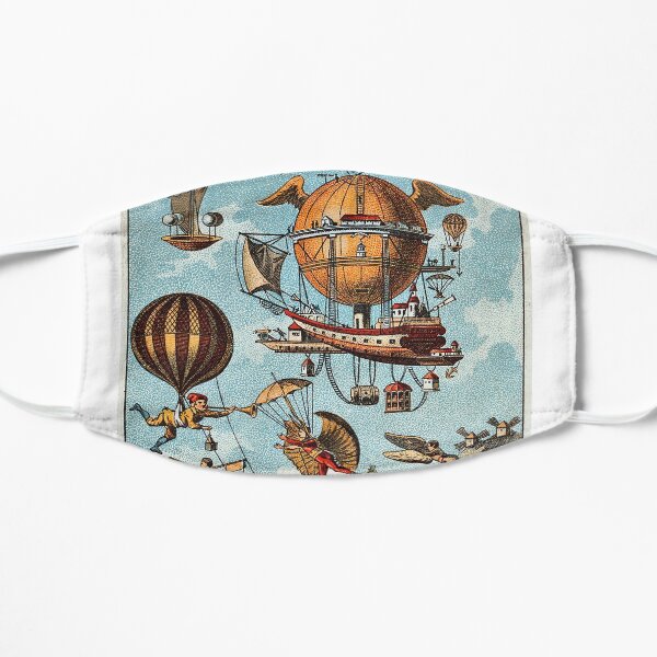 A vintage futuristic steampunk illustration Flat Mask