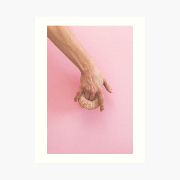 Hand holds donut Art Print