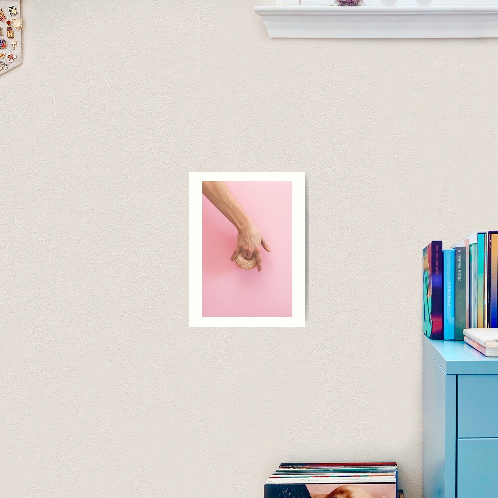 Hand holds donut Art Print
