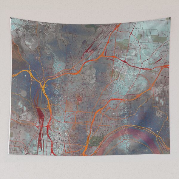 Item preview, Cincinnati Ohio Street Map Art Watercolor Apocalyptic designed and sold by IvonDesign.