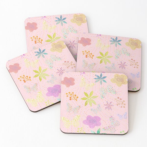 Item preview, Spring Flowers and Butterflies - Coral Pink designed and sold by wazoosi.