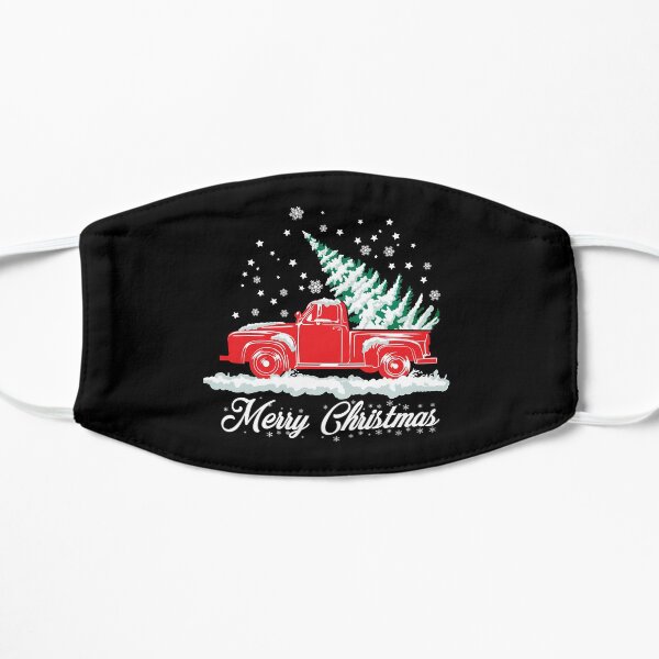 Red Snow Truck and Christmas Tree Nostalgic Xmas Protective Fabric Mask