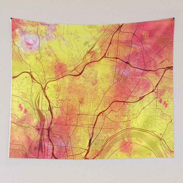 Item preview, Cincinnati Ohio Street Map Art Watercolor Lava Explosion designed and sold by IvonDesign.
