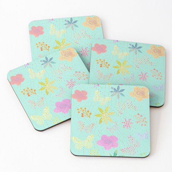Item preview, Spring Flowers and Butterflies - Biscay Green designed and sold by wazoosi.