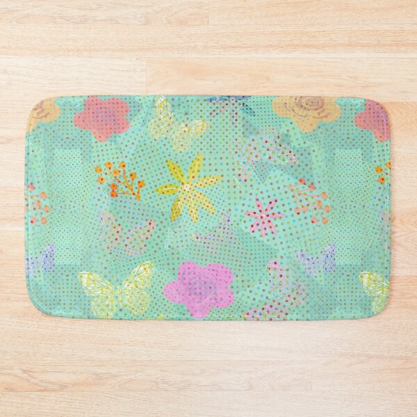 Item preview, Spring Flowers and Butterflies - Biscay Green designed and sold by wazoosi.