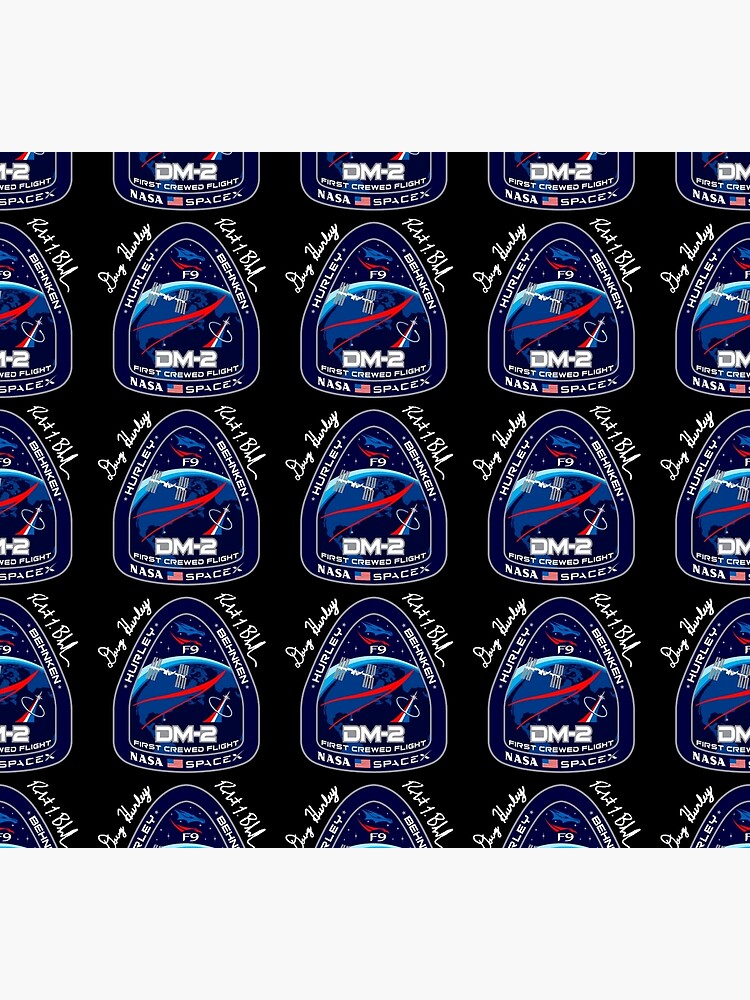 "Spacex NASA Demo-2 Crew Patch Dragon spacecraft Hurley Behnken black
