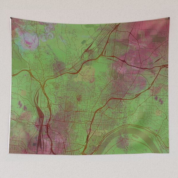 Item preview, Cincinnati Ohio Street Map Art Watercolor Green Planet designed and sold by IvonDesign.