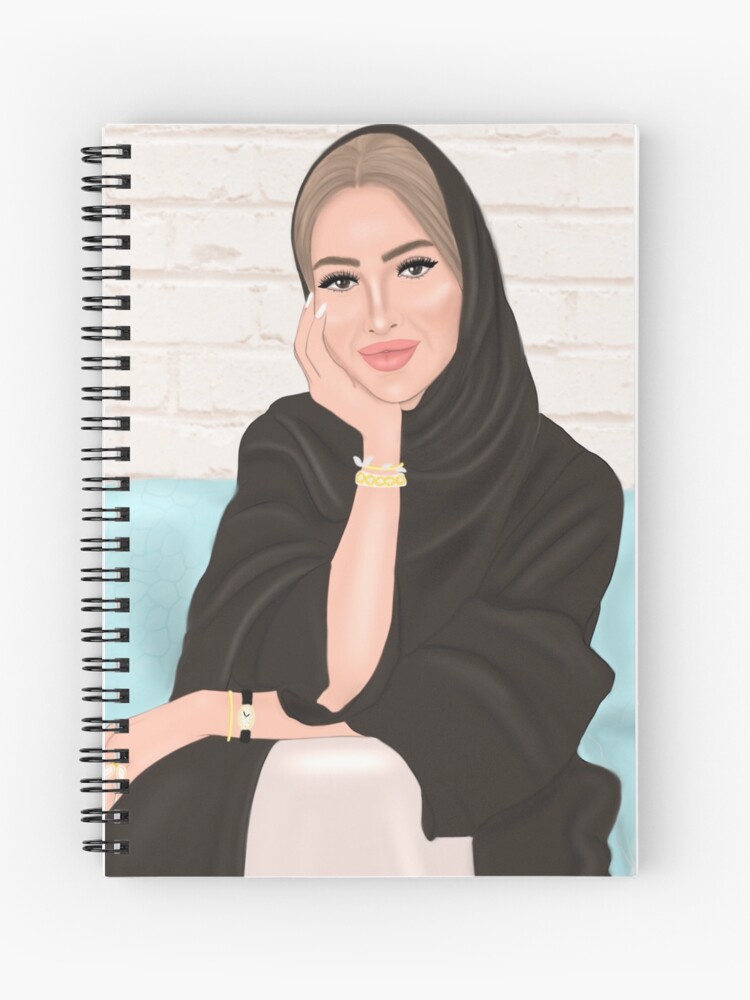 Emarati beautiful girl wearing abaya drawing Spiral Notebook