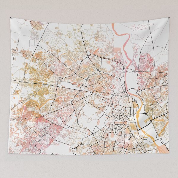 Item preview, Delhi India Street Map Art Watercolor Color designed and sold by IvonDesign.