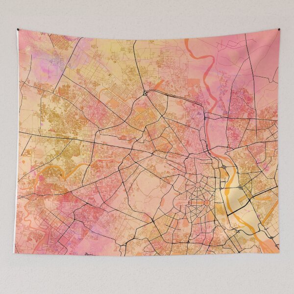 Item preview, Delhi India Street Map Art Watercolor Color designed and sold by IvonDesign.