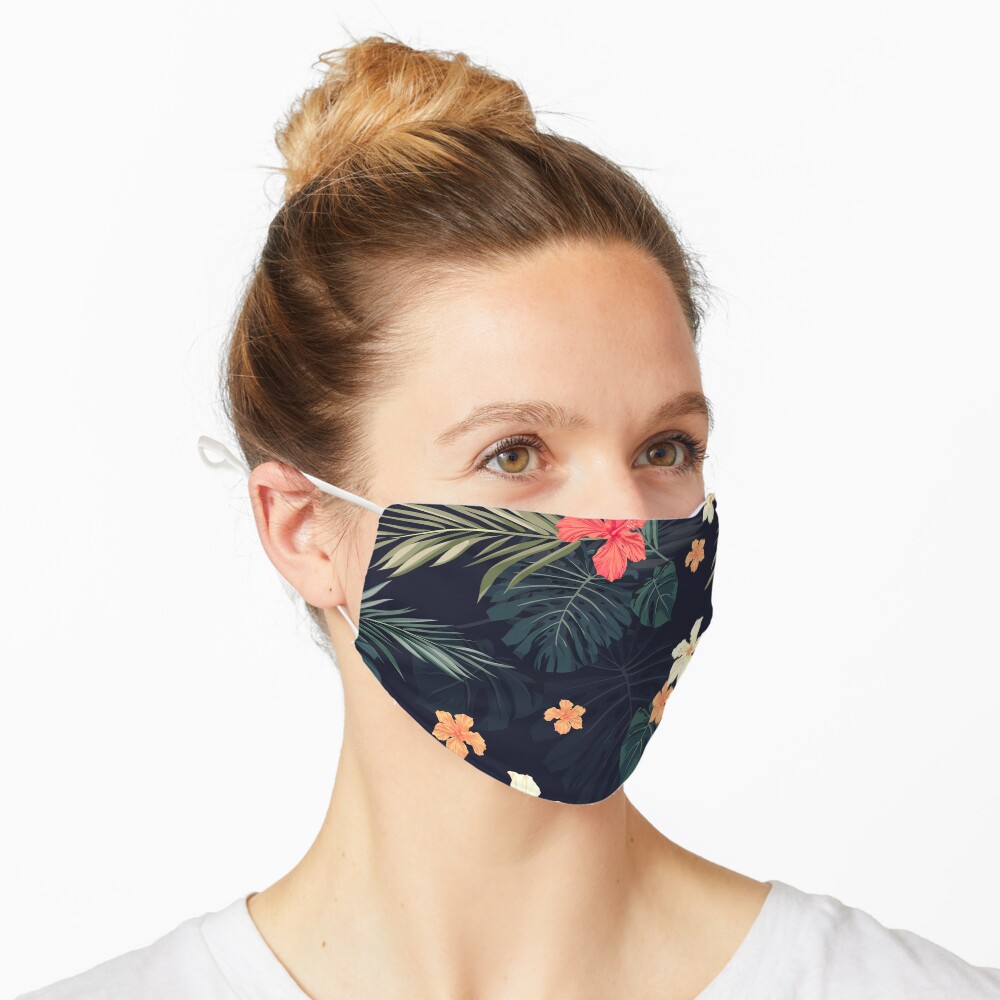 Dark tropical flowers Mask