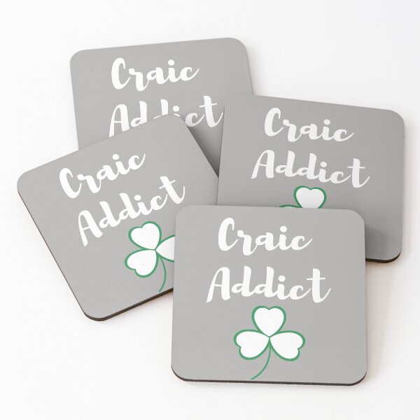 Item preview, Craic Addict Fun Irish design white print on grey mask pin sticker tshirt tee designed and sold by denisetees.