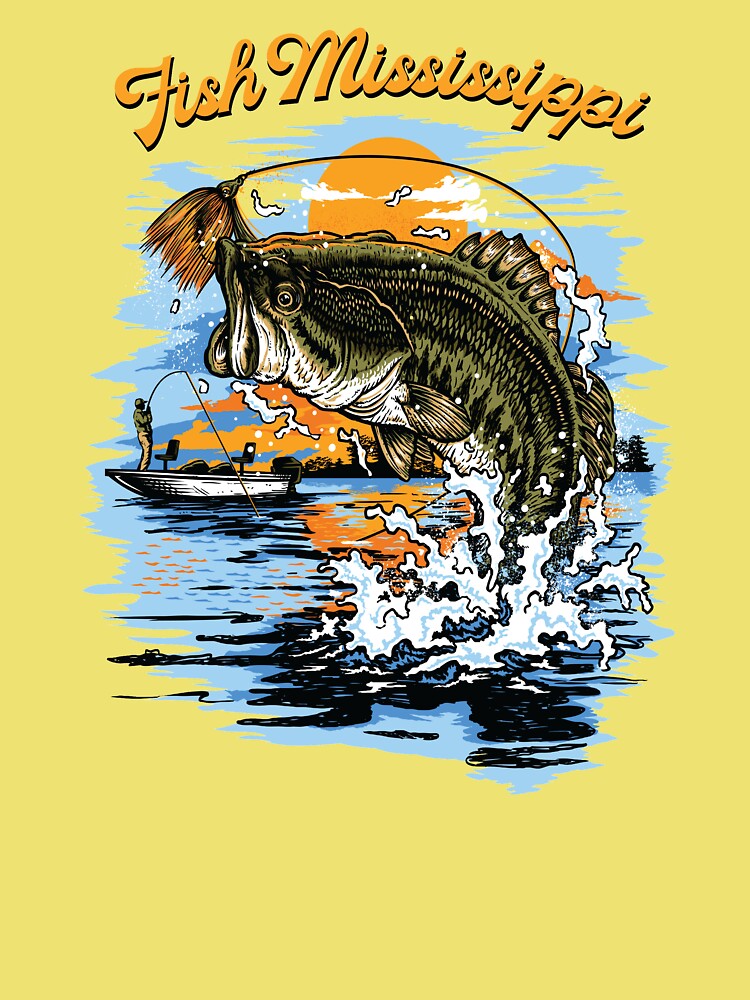 Largemouth Bass Fishing Graphic design, Fish Mississippi Baby One-Piece  for Sale by jakehughes2015