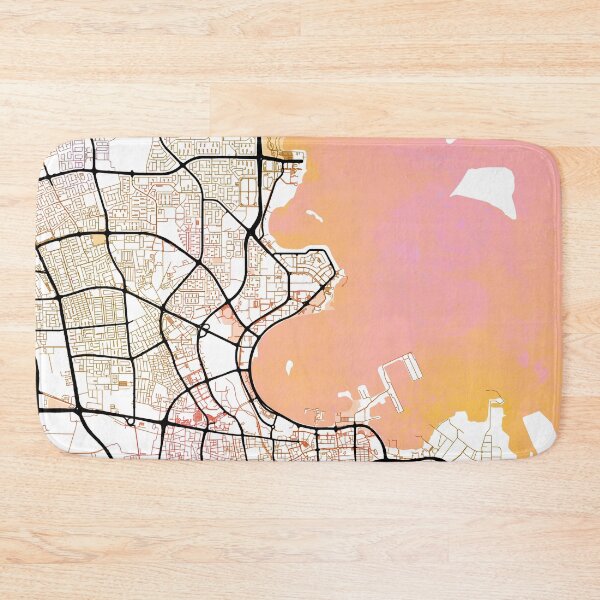Item preview, Doha Qatar Street Map Art Watercolor Color designed and sold by IvonDesign.