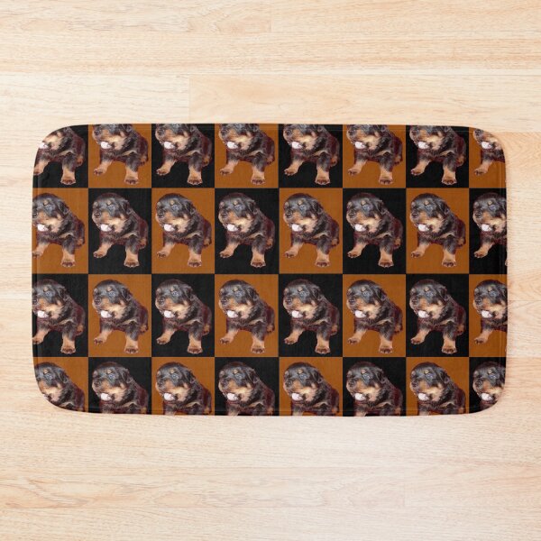Item preview, Rottweiler Puppy Isolated On Black and Tan Tile Pattern designed and sold by taiche.