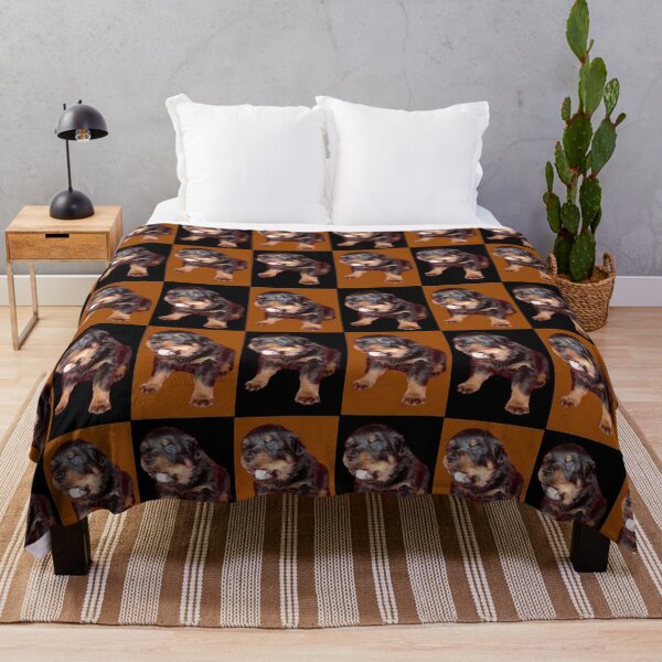 Item preview, Rottweiler Puppy Isolated On Black and Tan Tile Pattern designed and sold by taiche.