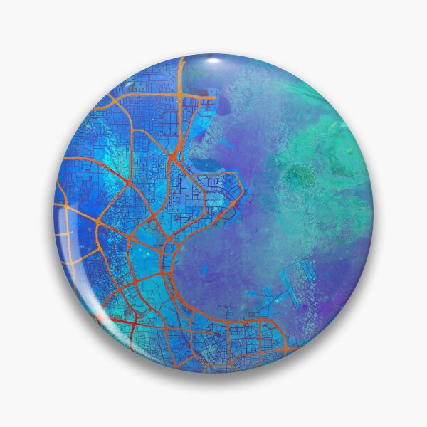Item preview, Doha Qatar Street Map Art Watercolor Blue Lagoon designed and sold by IvonDesign.