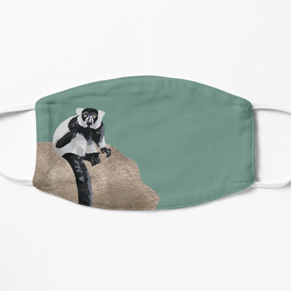 Black and White Lemur Portrait Flat Mask