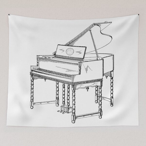 Item preview, Grand piano patent 1928 - black designed and sold by InkedArtPrints.