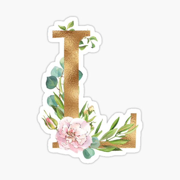 Initial Letter L with Flowers Sticker