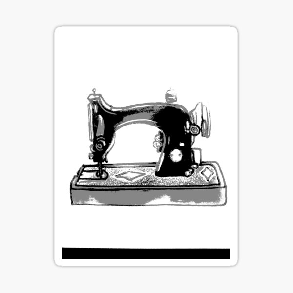 Sticker Sewing machine retro sketch for your design 