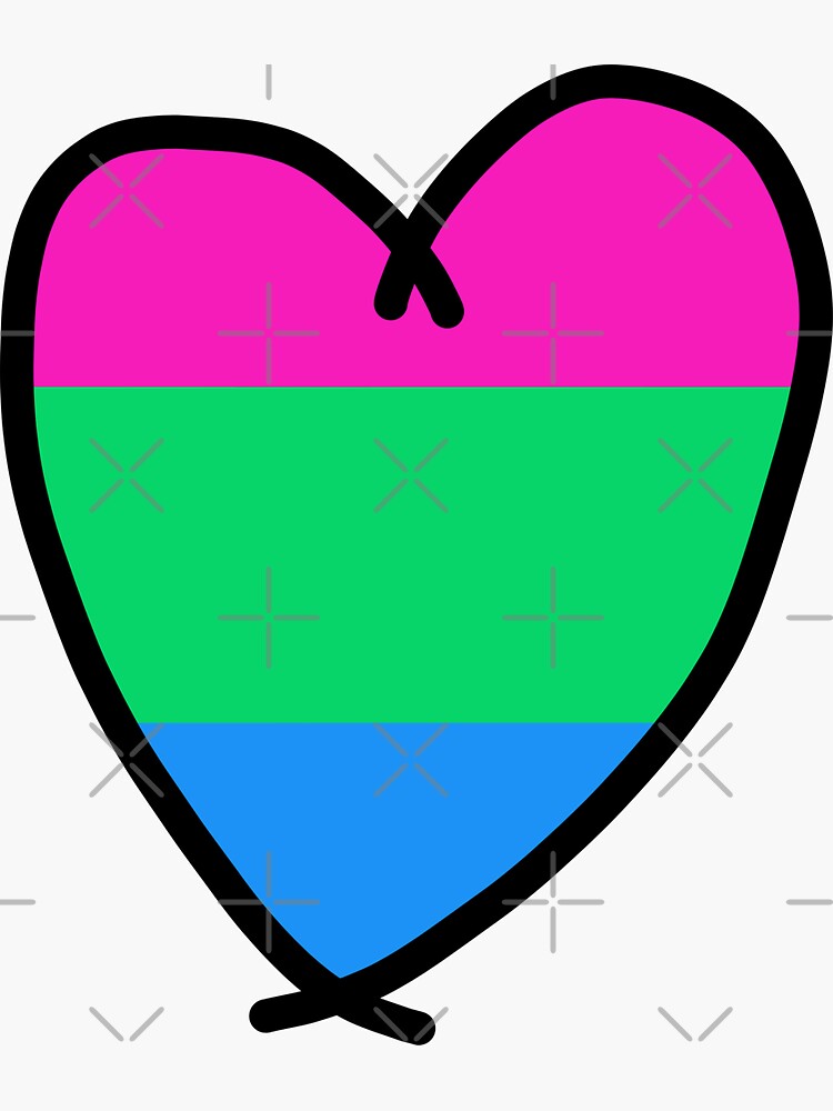 Polysexual Pride Flag Heart Sticker By Galaxina Redbubble