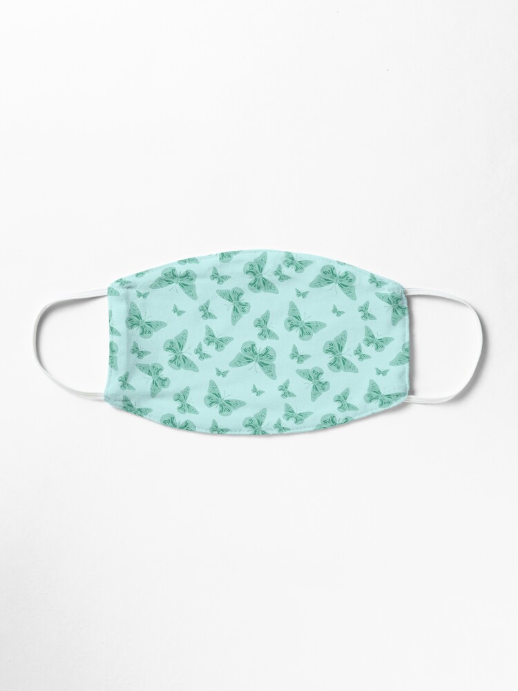 Alternate view of Pretty Teal and Turquoise Butterflies Pattern Mask