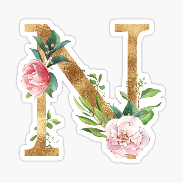 Letter L Monogram Initial with Flowers Sticker