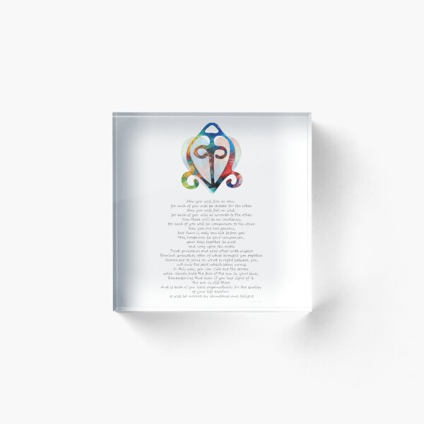 The Power Of Love Native American Wedding Blessing Art by Sharon Cummings Acrylic Block