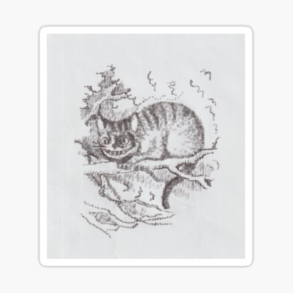 Typewriter Art Grinning Cat Sitting in a Tree Sticker