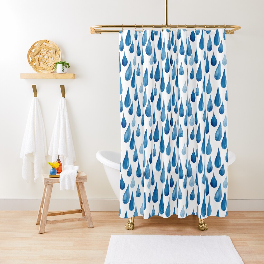 Watercolor rain drops Shower Curtain
