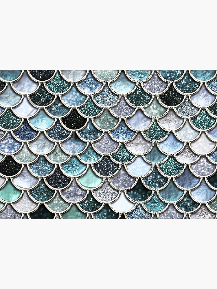 Teal, Silver and Green Sparkle Faux Glitter Mermaid Scales by UtArt