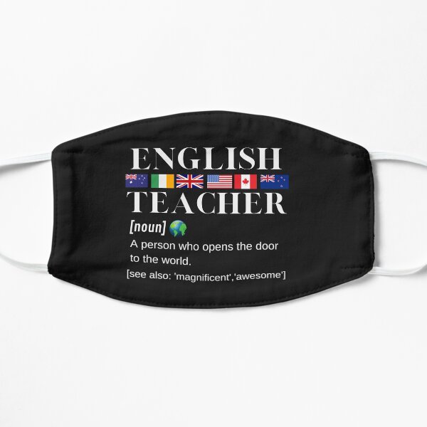 English Teacher Flags, World and Definition White Writing Flat Mask
