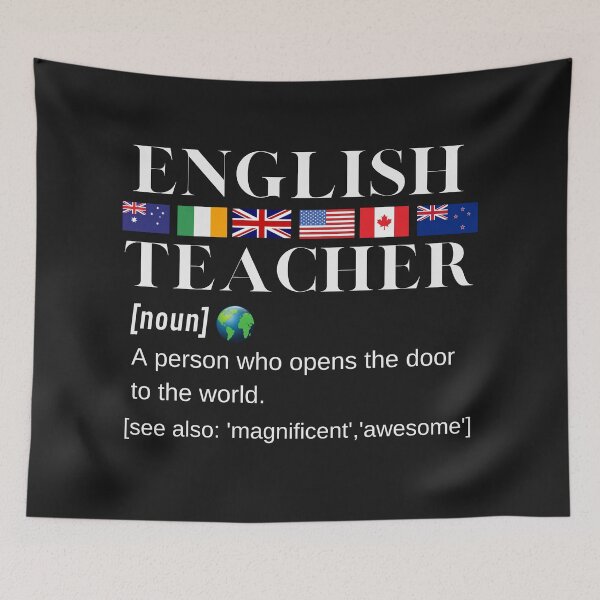 Item preview, English Teacher Flags, World and Definition White Writing designed and sold by Time4German.