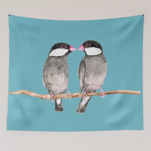 Item preview, Two kissing Java sparrows designed and sold by Bwiselizzy.