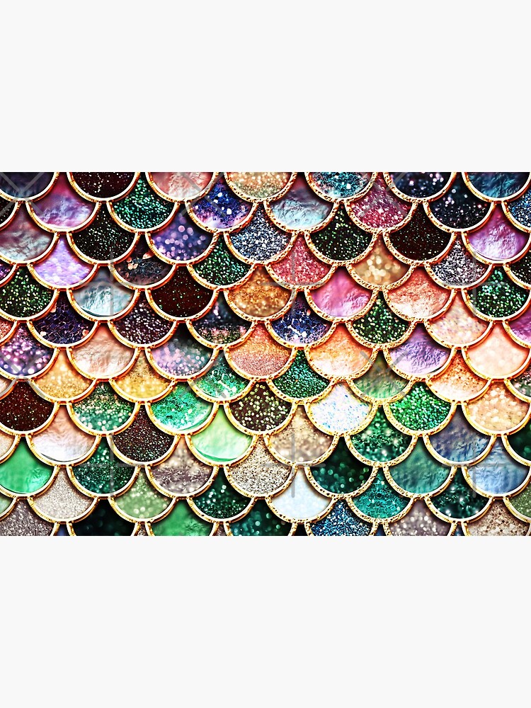 Copper Green Gold and Pink Sparkle Faux Glitter Mermaid Scales by UtArt