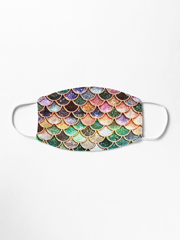 Alternate view of Copper Green Gold and Pink Sparkle Faux Glitter Mermaid Scales Mask