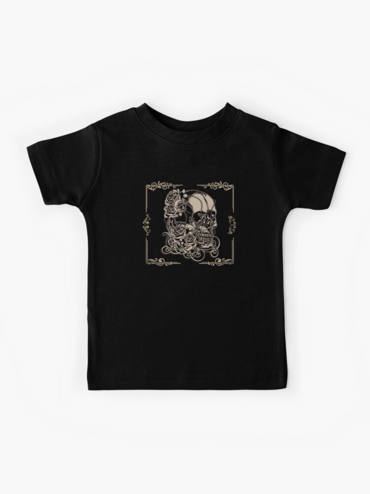 Gothic Dead Skull With Flower Power And Jewelry | Kids T-Shirt