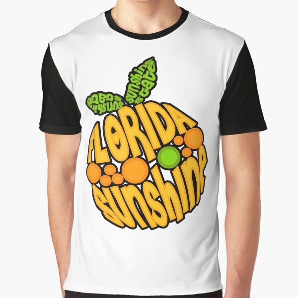 Florida Orange - Sunshine State Emblem Lettering in Shape of Orange Graphic T-Shirt