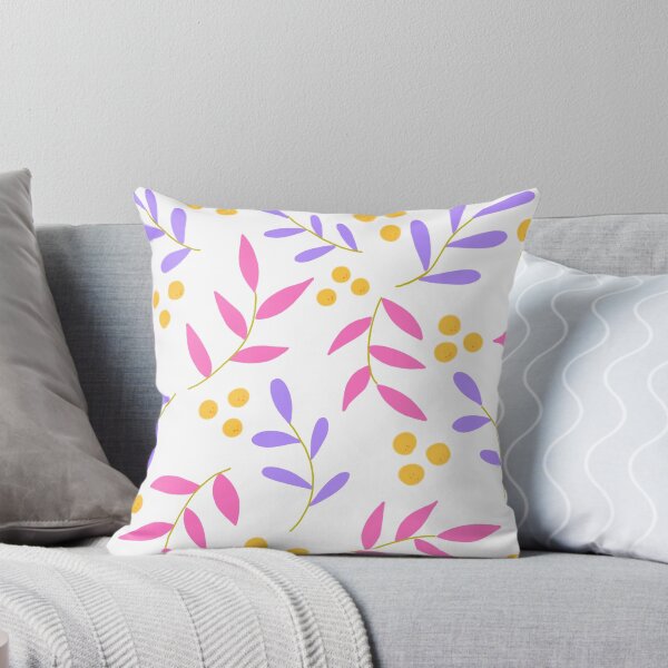 Item preview, Abstract Spring / Summer Florals with Lemons / Oranges Pink & Purple with - white background   designed and sold by Breece.