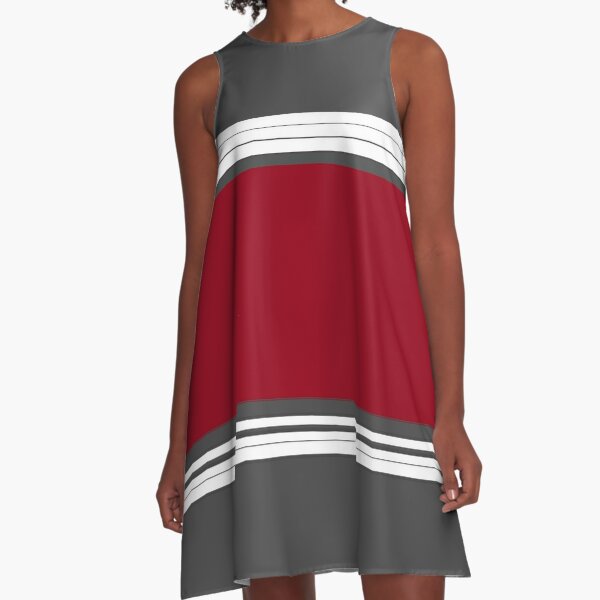 Gray and red stripes A-Line Dress